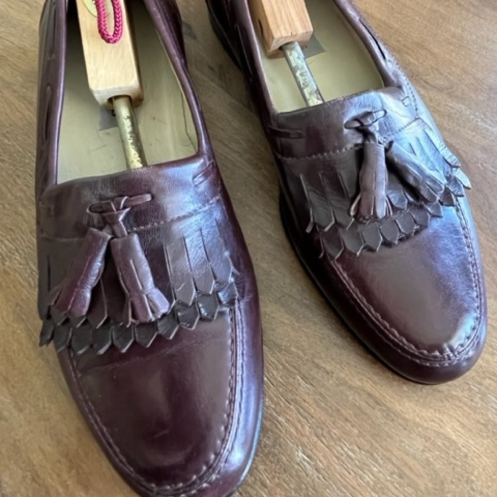 VTG Stacy Adams Mens Leather Kilt Tassel Dress Shoes Size 9 Med M Maroon Red